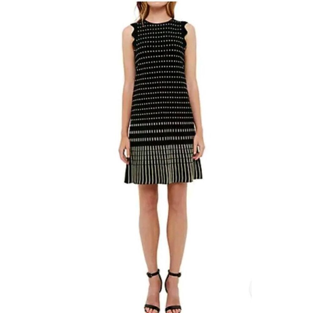 Ted Baker London Drop Waist Navy/ Gold Knit Dress